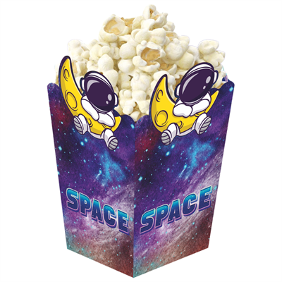 3D Uzay Temalı Popcorn Mısır Kutusu 8 li Paket