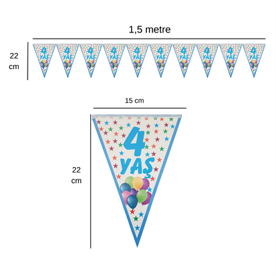 4 Yaş Mavi Flama Bayrak Set Süs