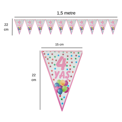4 Yaş Pembe Flama Bayrak Set Süs