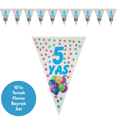 5 Yaş Rengarenk Yıldızlar Flama Bayrak Set Süs