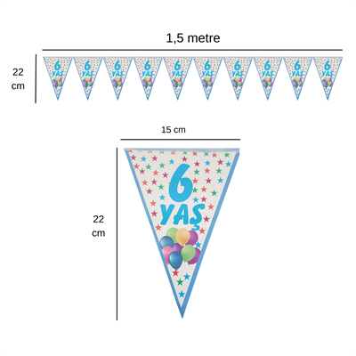 6 Yaş Mavi Flama Bayrak Set Süs