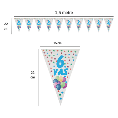 6 Yaş Mavi Rengarenk Yıldızlar Flama Bayrak Set Süs