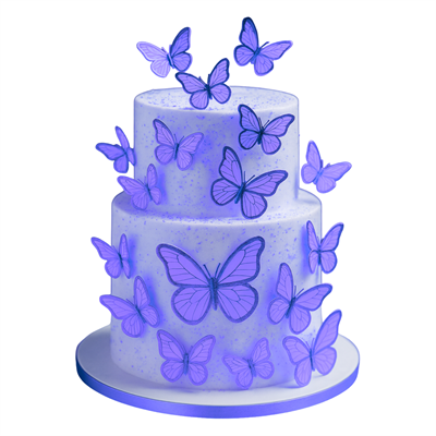 Altın Çerçeveli Mor Renkli Kağıt Kelebek Süslemeleri – 63lü Paket