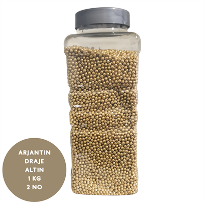 Altın Renkli Arjantin Draje 1 KG – Parlak Metalik Şeker Kaplı Pasta ve Çikolata Süslemesi