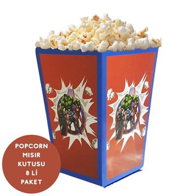 Avangers Temalı Popcorn Mısır Kutusu 8 li Paket