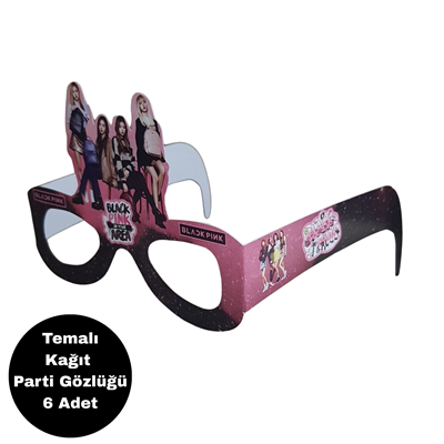 Black Pink Temalı Kağıt Gözlük 6 Adet Parti Gözlüğü
