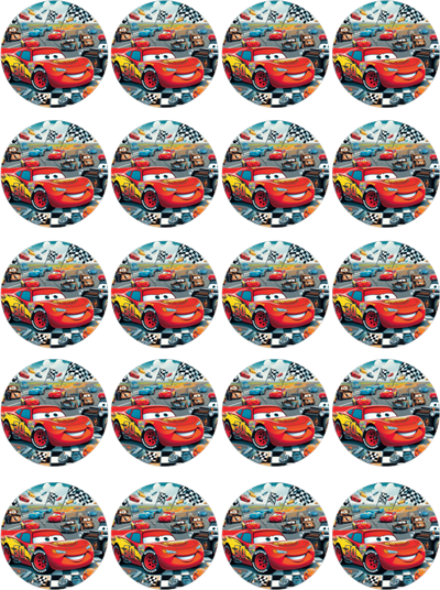 Cars Yenilebilir Yuvarlak Kurabiye Resim Baskı