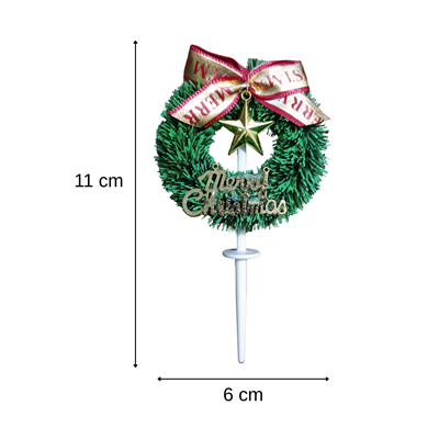 Çelenk Temalı Yılbaşı 3D Pasta ve Cupcake Süsü - 10 Adet