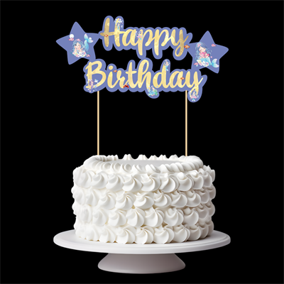 Deniz Kızı Temalı Happy Birthday Kaligrafi Pasta Üstü Süs