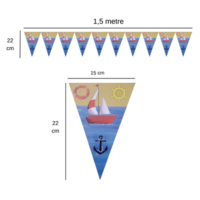 Denizci Temalı Flama Bayrak Set Süs