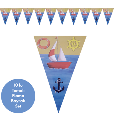 Denizci Temalı Flama Bayrak Set Süs