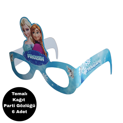 Elsa Frozen Temalı Kağıt Gözlük 6 Adet Parti Gözlüğü