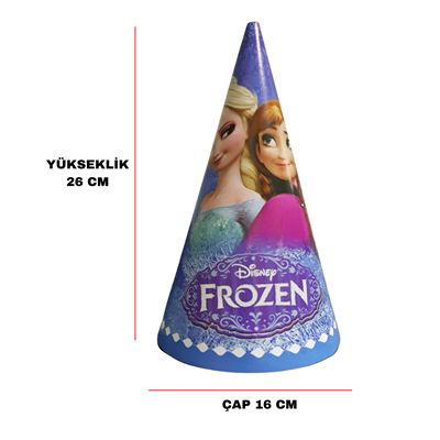 Elsa Frozen Temalı Karton Parti Şapkası 8 Adet