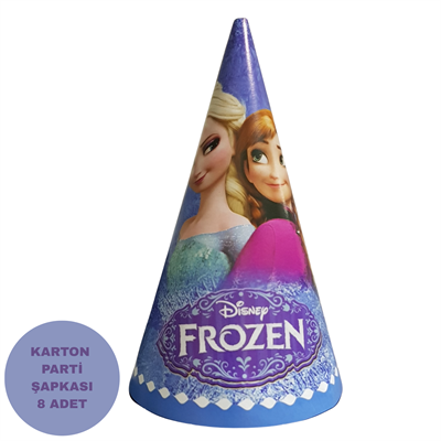 Elsa Frozen Temalı Karton Parti Şapkası 8 Adet