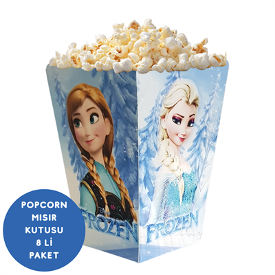 Elsa Frozen Temalı Popcorn Mısır Kutusu 8 li Paket
