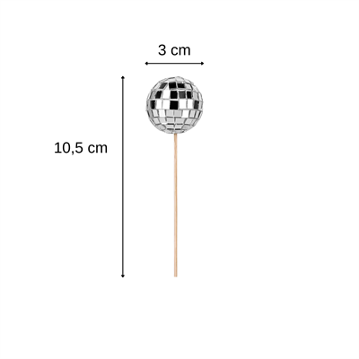 Gümüş Çubuklu Disko Topu Pasta ve Cupcake Süsü - 20 Adet