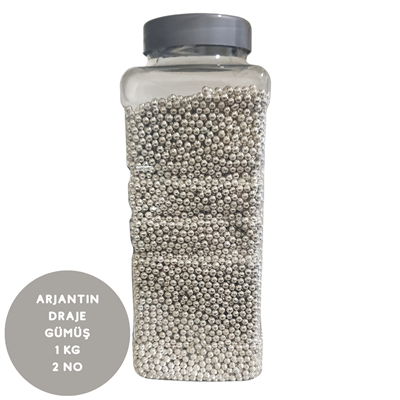 Gümüş Renkli Arjantin Draje 1 KG – Parlak Metalik Şeker Kaplı Pasta ve Çikolata Süslemesi