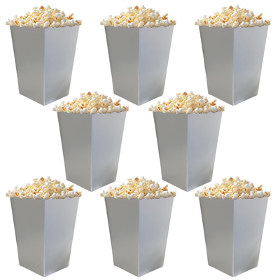 Gümüş Renkli Popcorn Mısır Kutusu 8 li Paket
