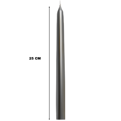 Gümüş Renkli Şamdan Mum 10 Lu Paket 25 cm