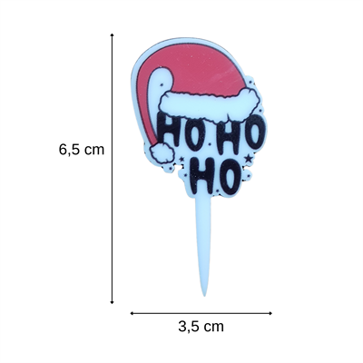 HoHoHo Temalı Yılbaşı Pleksi Pasta ve Cupcake Süsü - 10 Adet