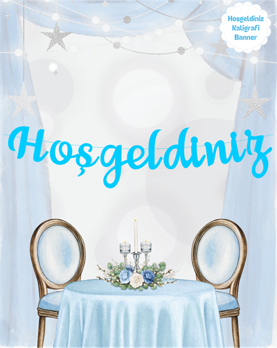 Hoşgeldiniz Mavi Temalı Kaligrafi Banner