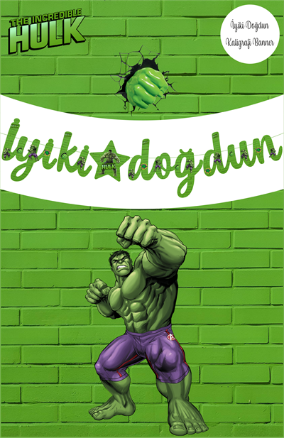 Hulk Temalı İyiki Doğdun Kaligrafi Banner