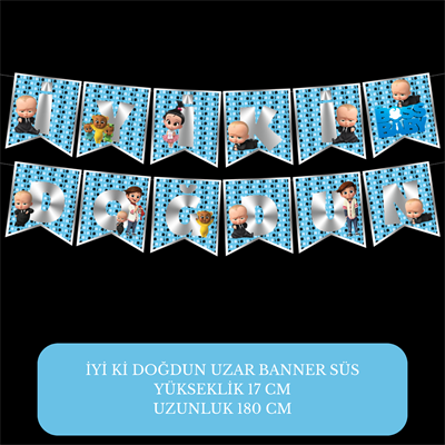 İyi ki Doğdun Baby Boss Temalı Uzar Süs Banner – 180 cm