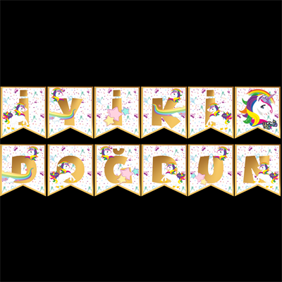 İyi ki Doğdun Unicorn Temalı Uzar Süs Banner – 180 cm