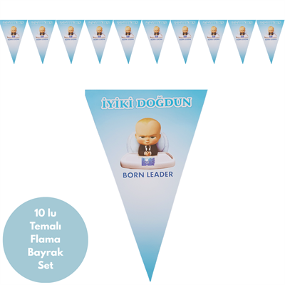 İyiki Doğdun Baby Boss Temalı Flama Bayrak Set Süs