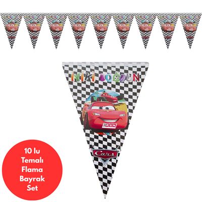 İyiki Doğdun Cars Temalı Flama Bayrak Set Süs