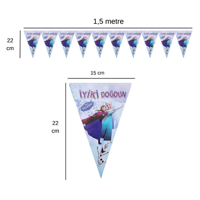 İyiki Doğdun Elsa Temalı Flama Bayrak Set Süs