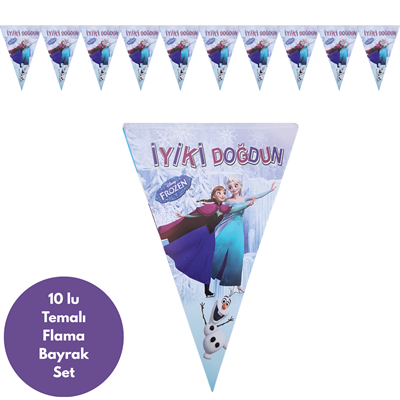 İyiki Doğdun Elsa Temalı Flama Bayrak Set Süs