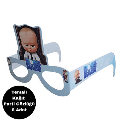 Baby Boss Temalı Kağıt Gözlük 6 Adet Parti Gözlüğü