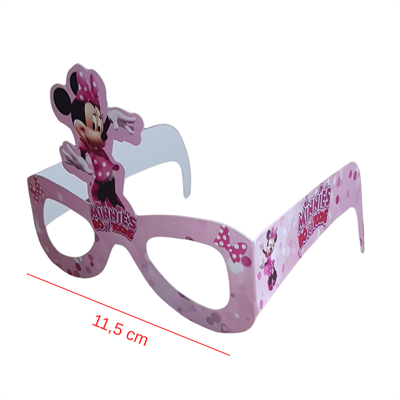 Minnie Mouse Temalı Kağıt Gözlük 6 Adet Parti Gözlüğü