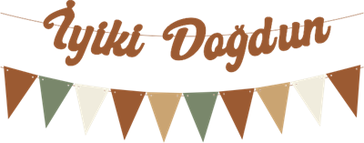 Karamel İyi ki Doğdun Kaligrafi Banner ve Düz Renk Flama Set