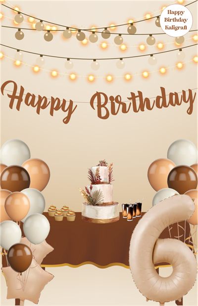 Karamel Temalı Happy Birthday Kaligrafi Banner