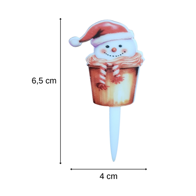 Kardan Adam Temalı Yılbaşı Pleksi Pasta ve Cupcake Süsü - 10 Adet