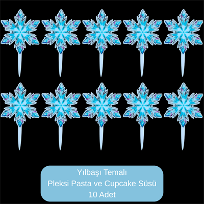 Kartanesi Temalı Yılbaşı Pleksi Pasta ve Cupcake Süsü - 10 Adet