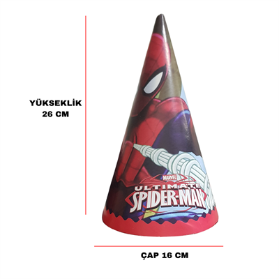 Karton Parti Şapkası Örümcek Adam Temalı 8 Adet