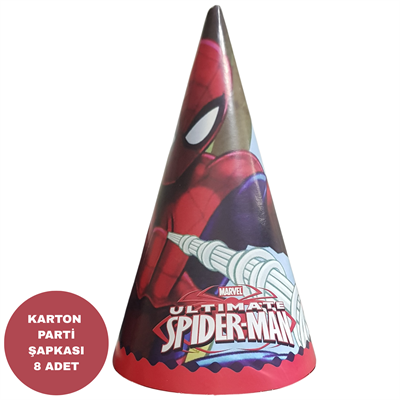 Karton Parti Şapkası Örümcek Adam Temalı 8 Adet