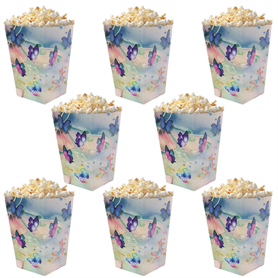 Kelebek Temalı Popcorn Mısır Kutusu 8 li Paket