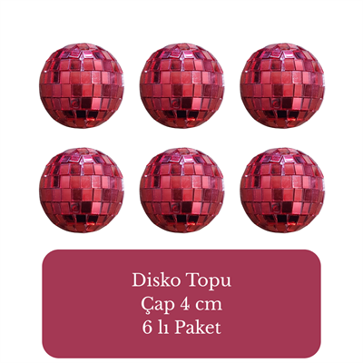Kırmızı Disko Topu 4 cm 6 Adet