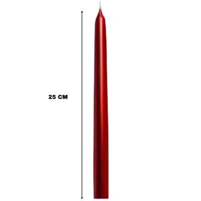 Kırmızı Renkli Şamdan Mum 10 Lu Paket 25 cm