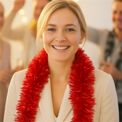 Kırmızı Renkli Sim Süs Boyun Bağı – Yılbaşı ve Parti Simi (Tekli) 2 Metre