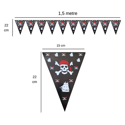 Korsan Temalı Flama Bayrak Set Süs