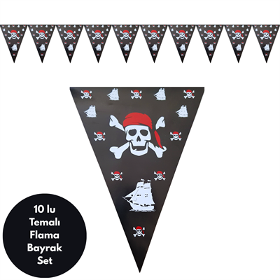 Korsan Temalı Flama Bayrak Set Süs
