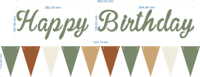 Küf Yeşili Happy Birthday Kaligrafi Banner ve Düz Renk Flama Set