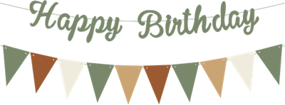 Küf Yeşili Happy Birthday Kaligrafi Banner ve Düz Renk Flama Set