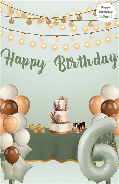 Küf Yeşili Temalı Happy Birthday Kaligrafi Banner
