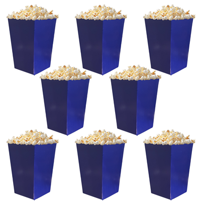 Lacivert Renkli Popcorn Mısır Kutusu 8 li Paket